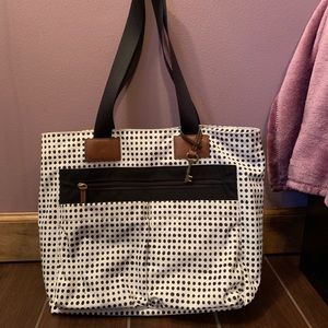 Fossil black and white large tote
